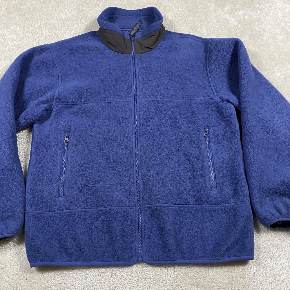 VTG Lands' End Jacket Mens M Blue Fleece Full Zip Pockets Made USA 90s Gorpcore